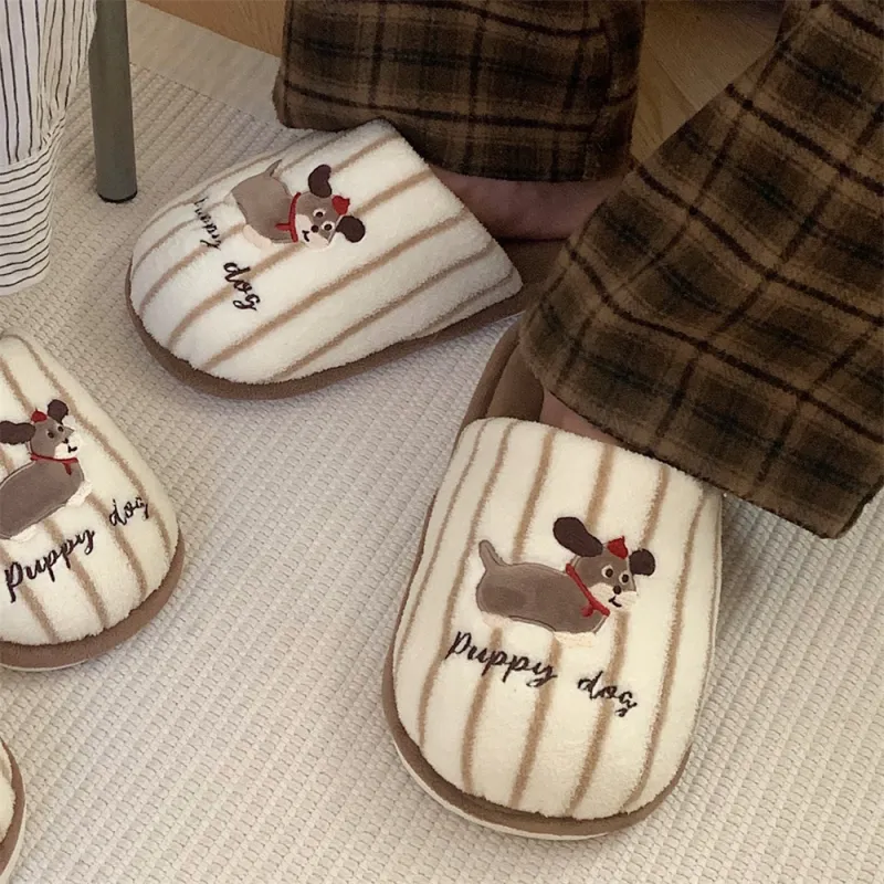 SHIGUDE Cotton Slippers Unisex Brown-4