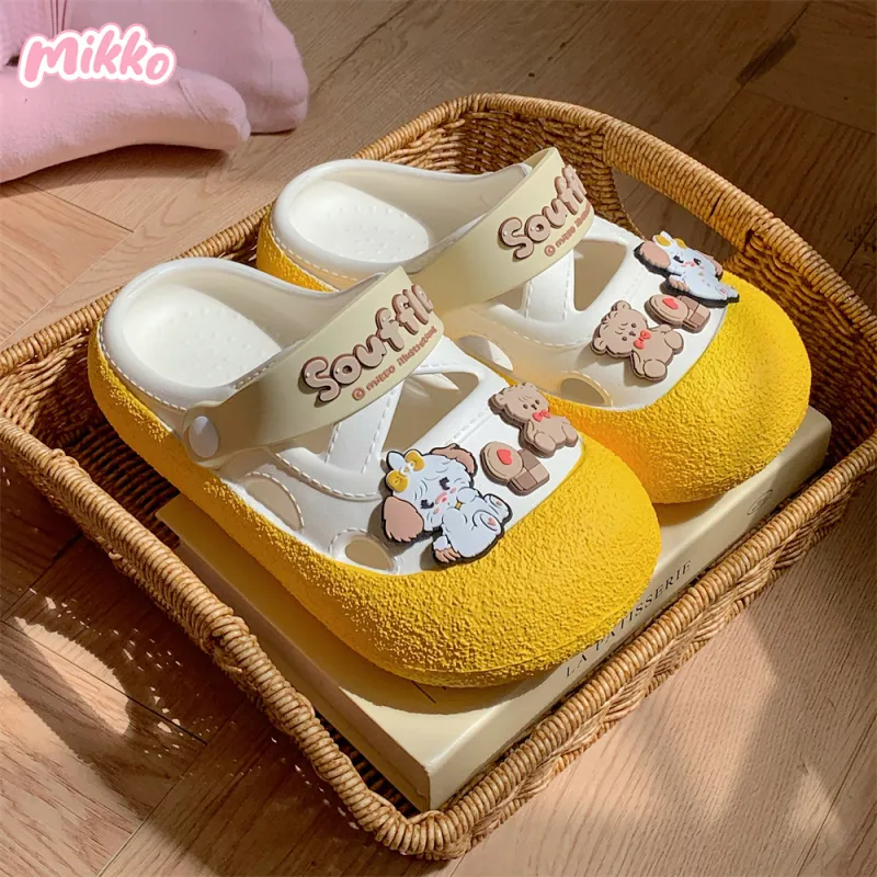 SHIGUDE x MIKKO ILLUSTRATIONS Slippers Women's, White Apricot-13