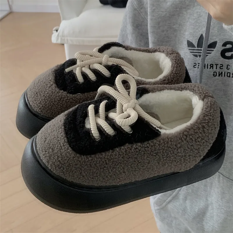SHIGUDE Cotton Slippers Women's Brown-14
