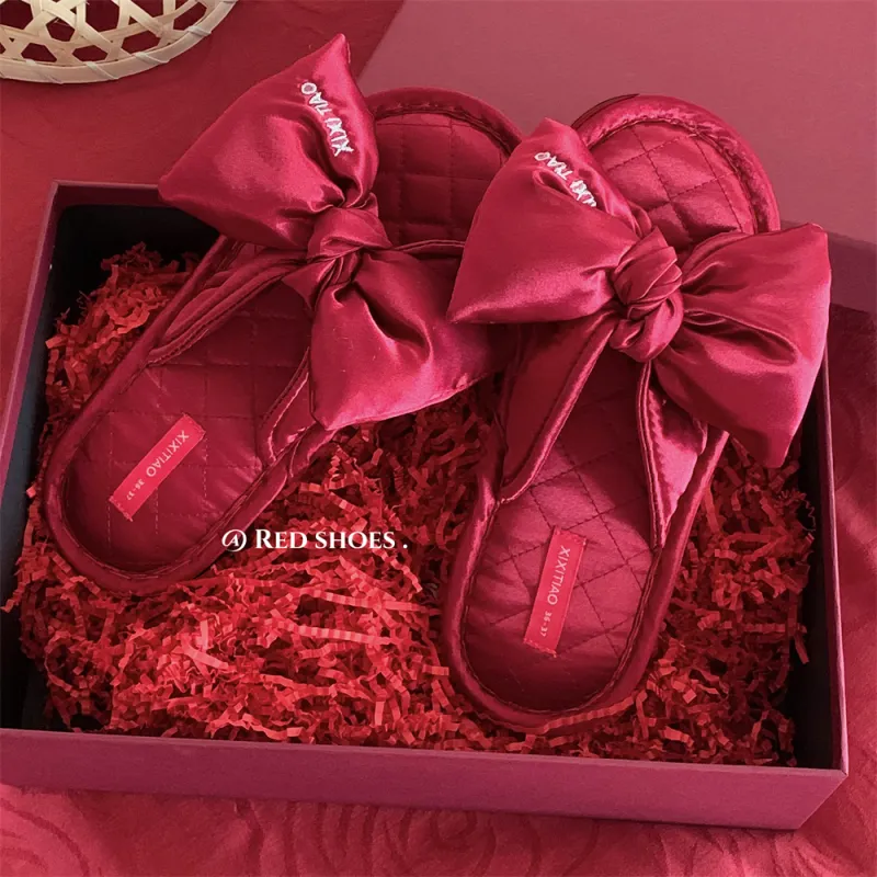SHIGUDE Cotton Linen Blend Slippers Unisex Red-10