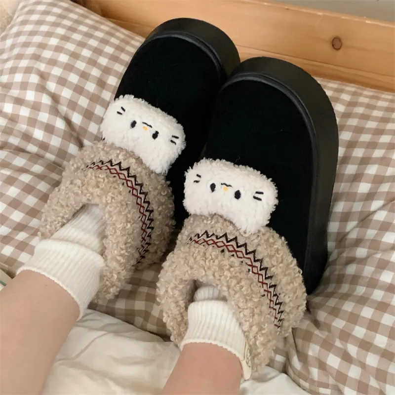 SHIGUDE Cotton Slippers Home Slippers Women's Black-1