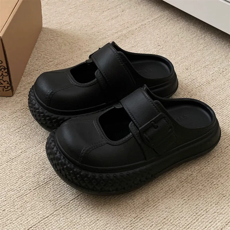SHIGUDE Sandal Slippers Women's, Black-4