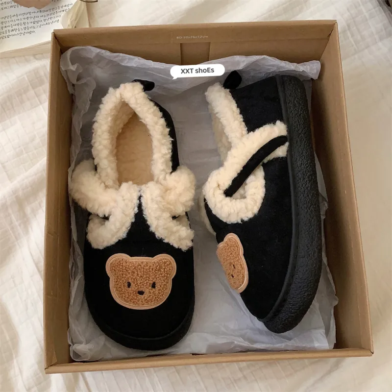 SHIGUDE Cotton Slippers Unisex Black-20