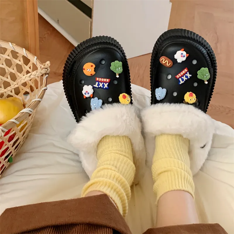 SHIGUDE Cotton Slippers Women's, Black-1