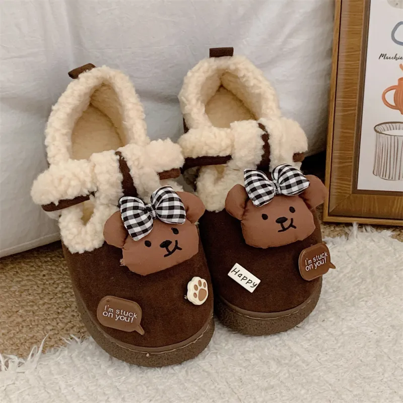 SHIGUDE Cotton Slippers Women's Dark Coffee-19