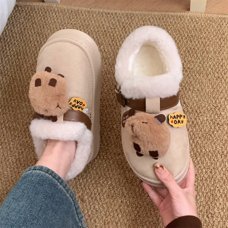 SHIGUDE Cotton Slippers Women's Brown-10