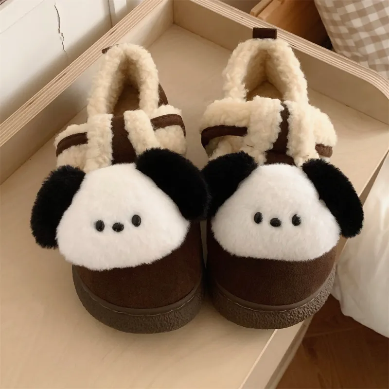 SHIGUDE Cotton Slippers Women's Dark Coffee-4