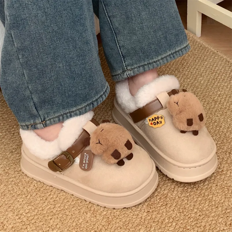 SHIGUDE Cotton Slippers Women's Brown-9