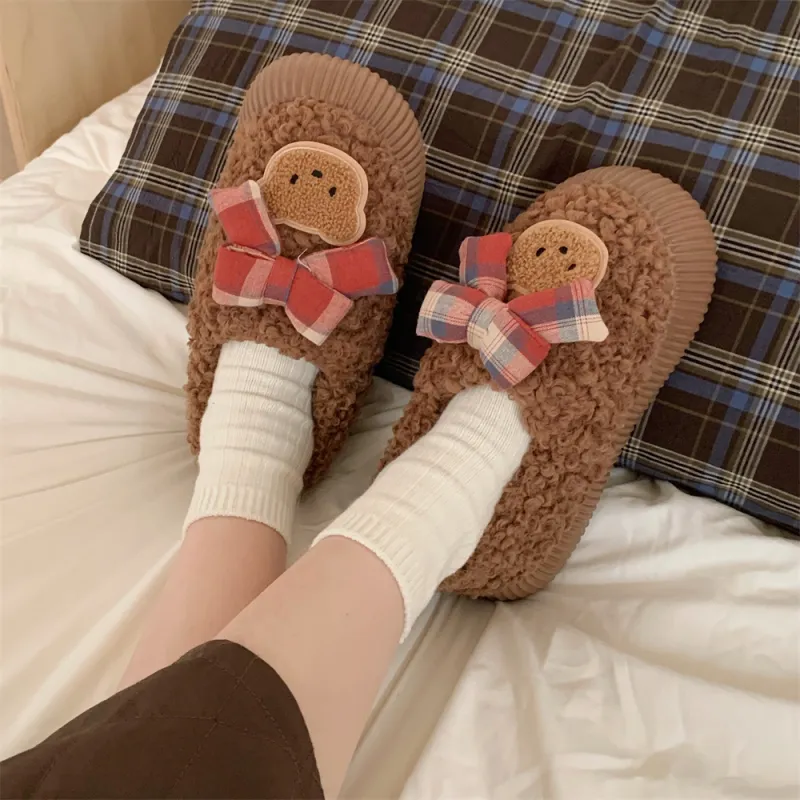 SHIGUDE Cotton Slippers Women's Brown-5