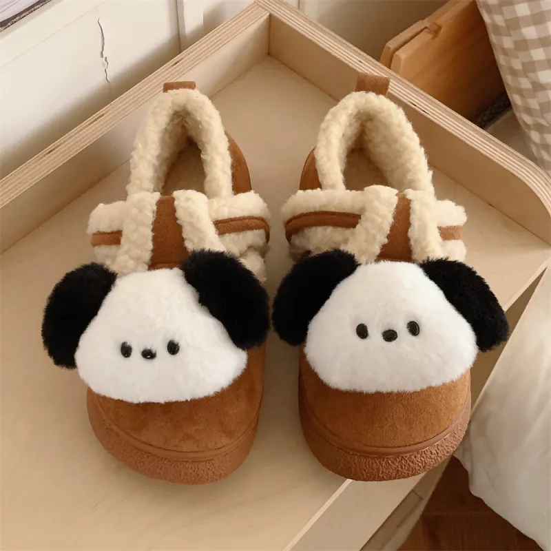 SHIGUDE Cotton Slippers Women's Dark Coffee-7
