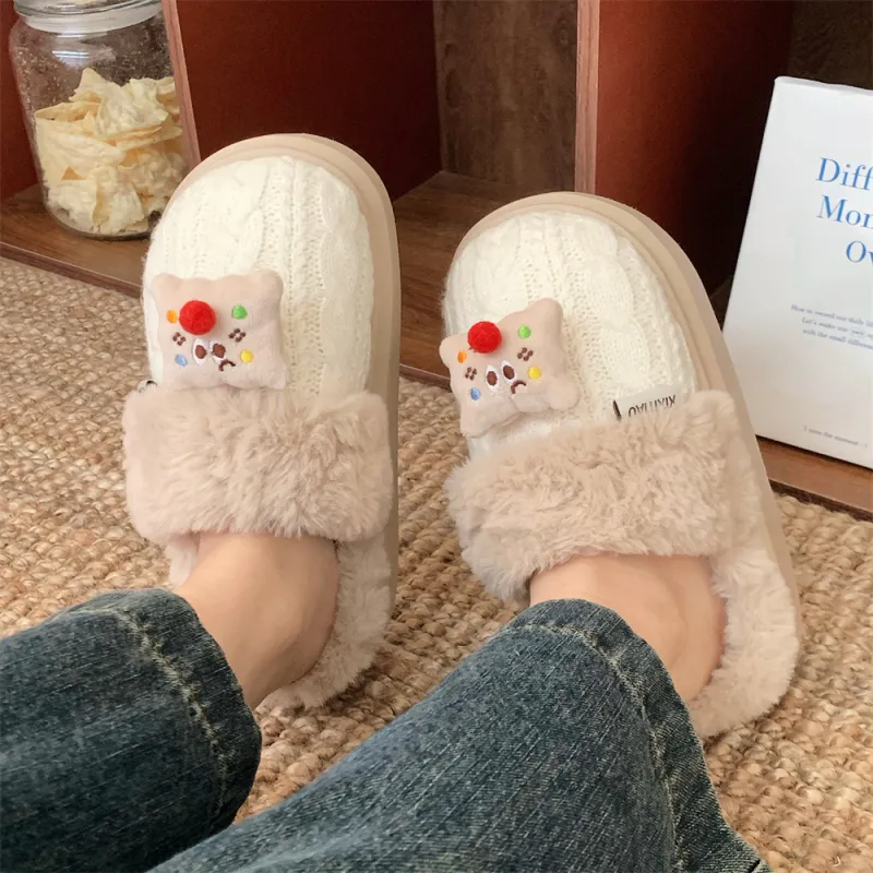 SHIGUDE Cotton Slippers Women's White-5