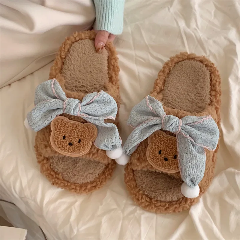 SHIGUDE Cotton Slippers Women's Brown-1
