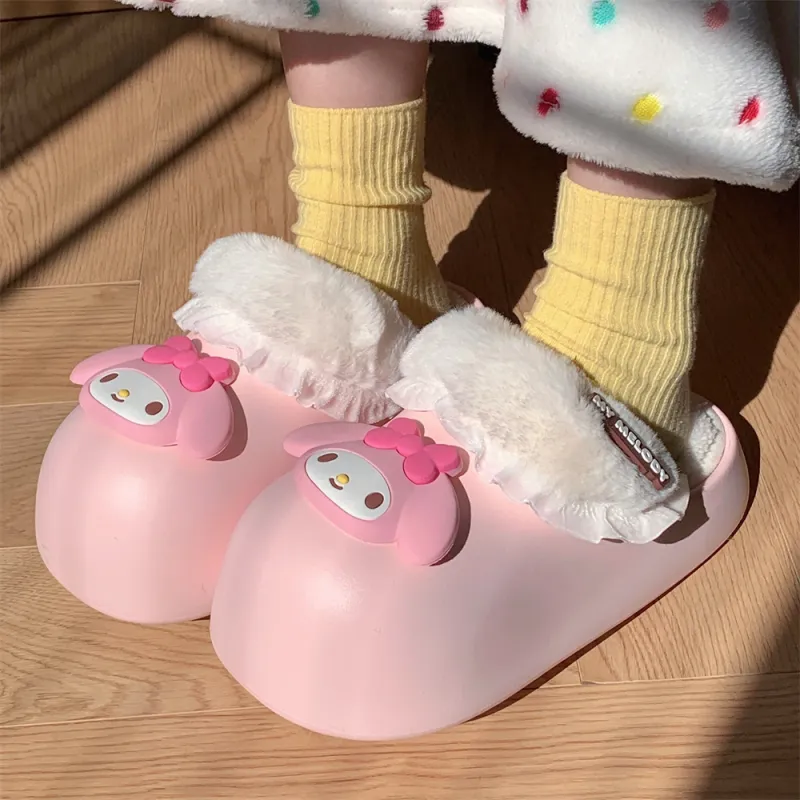 SHIGUDE x Sanrio Melodi Cotton Slippers Women's, Pink-3