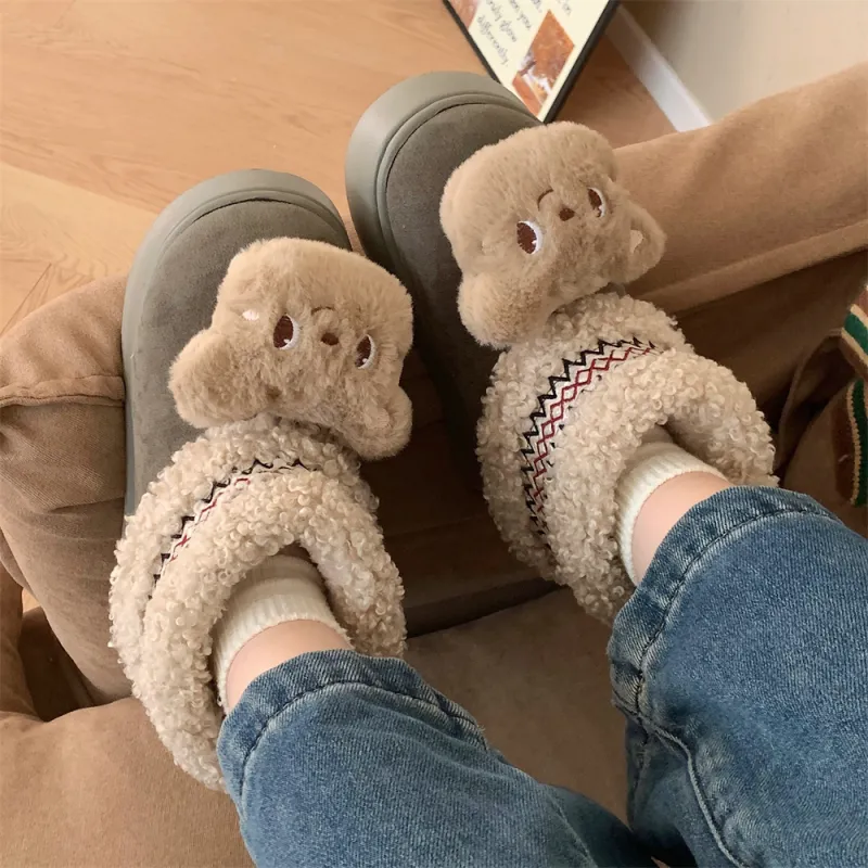 SHIGUDE Cotton Slippers Women's Black-23