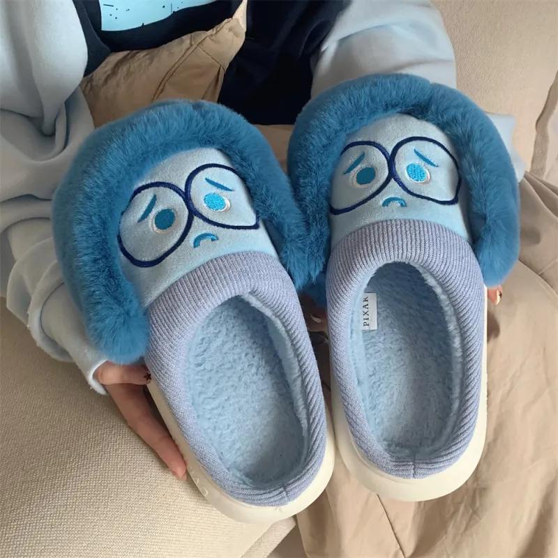 SHIGUDE x Disney Cotton Slippers Women's, Blue-4
