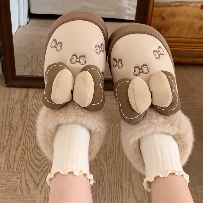 SHIGUDE Cotton Slippers Women's Ecru-5