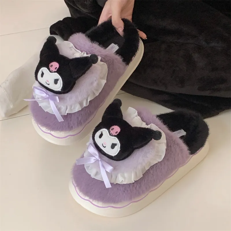 SHIGUDE x Sanrio Indoor Cotton Slipper Shoes Women's Purple-3