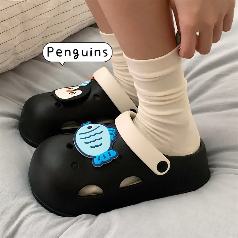 SHIGUDE Slippers Women's, Black White-3