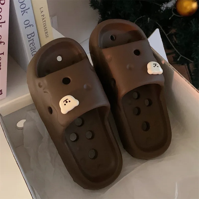 SHIGUDE Sandal Slippers Unisex, Black Brown-4