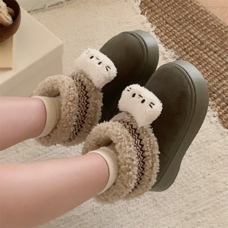 SHIGUDE Cotton Slippers Home Slippers Women's Black-21