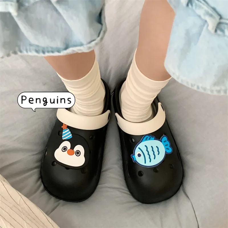 SHIGUDE Slippers Women's, Black White-4