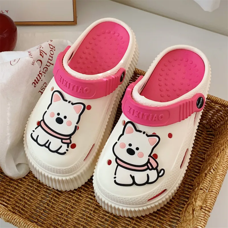 SHIGUDE Slippers Women's, White Rose Red-3