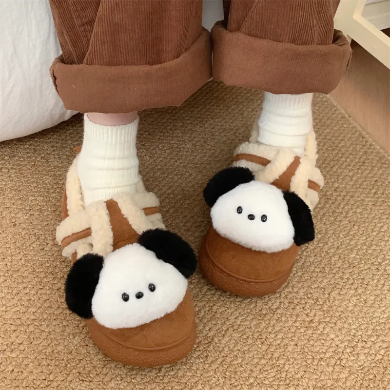 SHIGUDE Cotton Slippers Women's Dark Coffee-9
