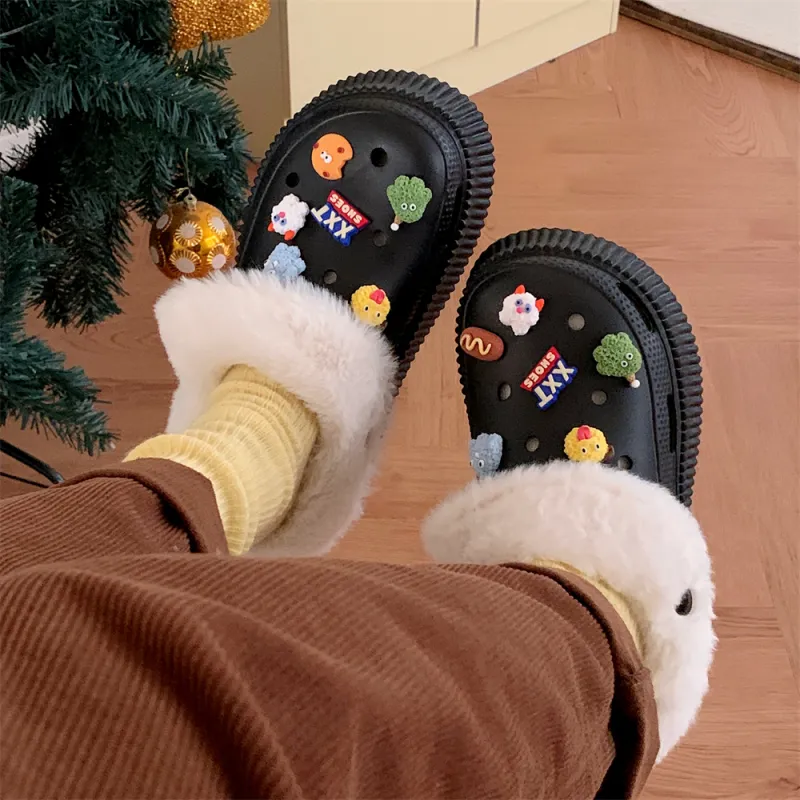 SHIGUDE Cotton Slippers Women's, Black-5