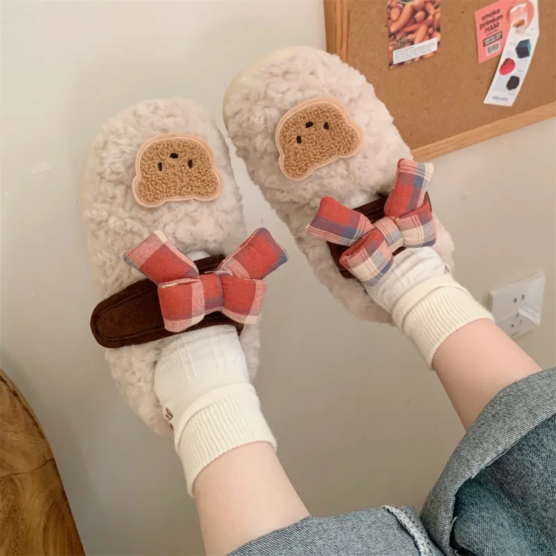 SHIGUDE Cotton Slippers Women's Cream Apricot-4