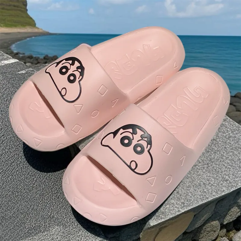 SHIGUDE x Crayon Shinchan Sandal Slippers Unisex, Milk White-38