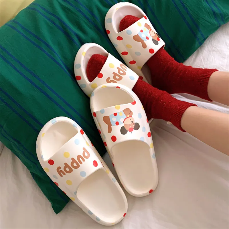 SHIGUDE One Strap Slippers Unisex, White-4