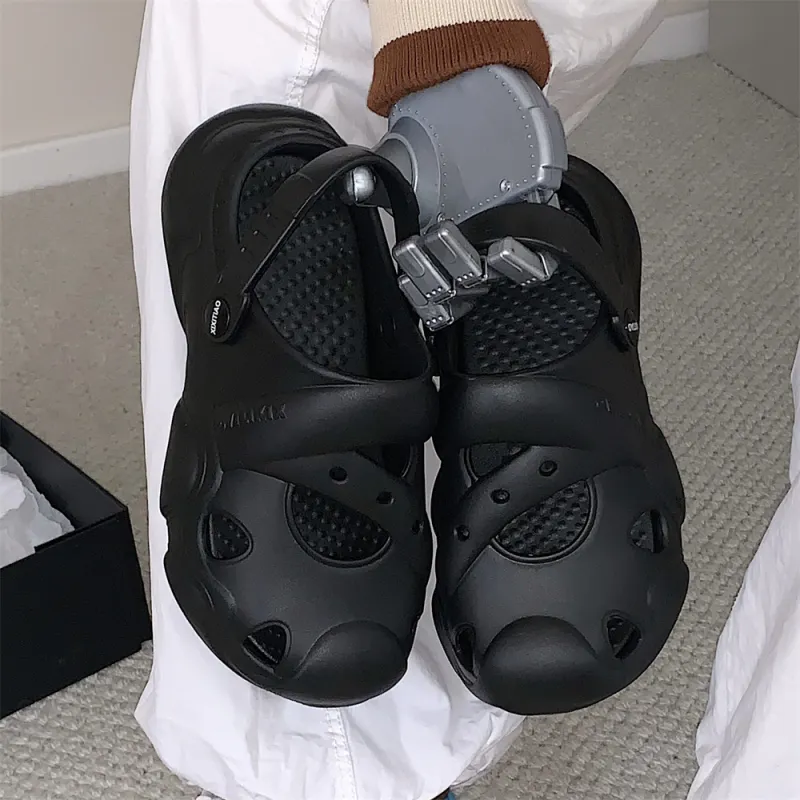 SHIGUDE Sandal Slippers Unisex, Black-2