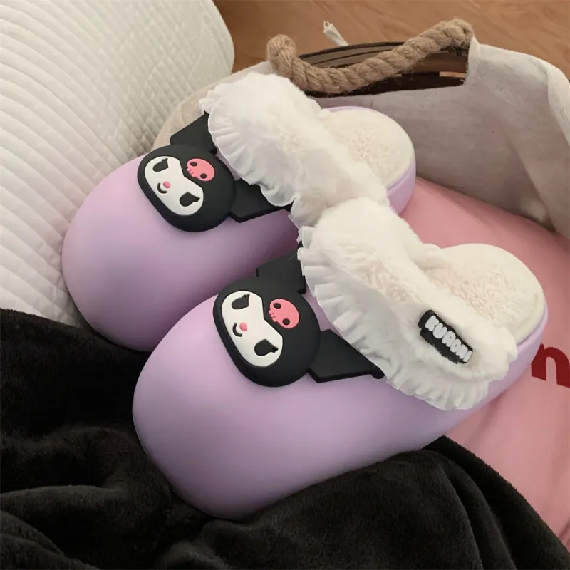 SHIGUDE x Sanrio Kulomi Indoor Cotton Slipper Women's, Purple-3