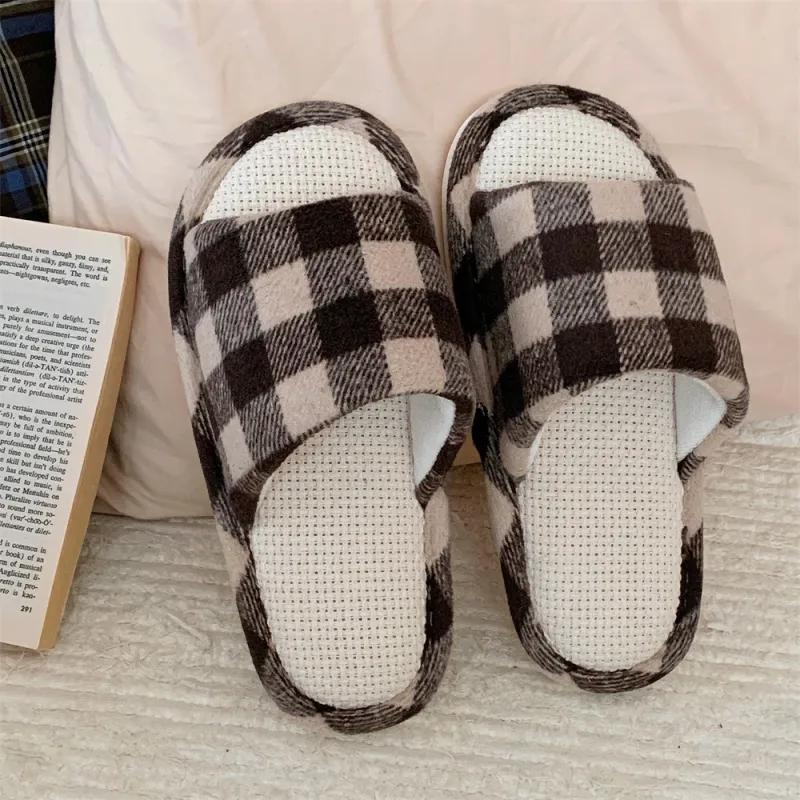 SHIGUDE Linen Slippers Women's Black-13