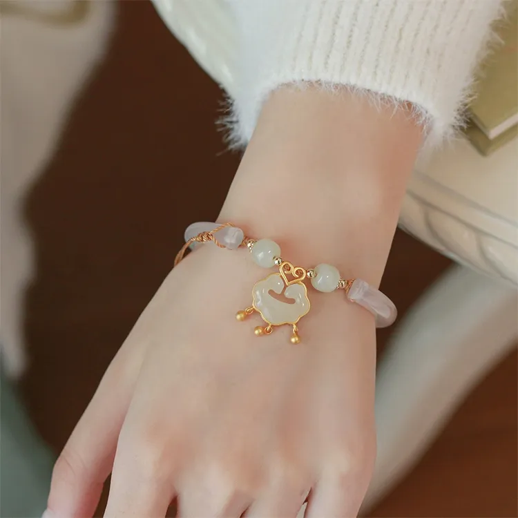 Hkgd Hetian Jade Bangles Women's Green Jade-2