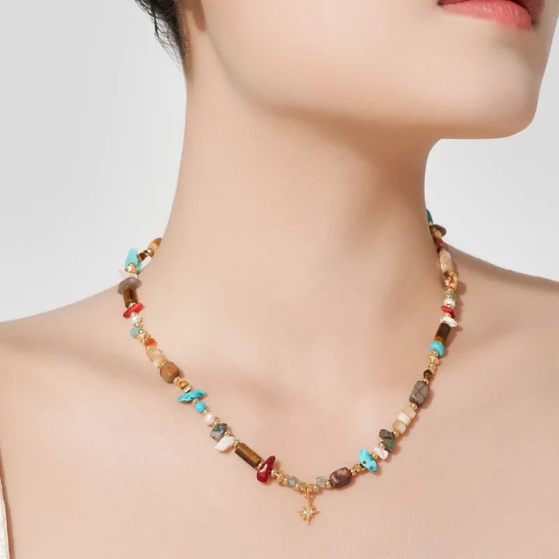 AJIDOU Natural Stone Multicolor Necklaces Women's-1
