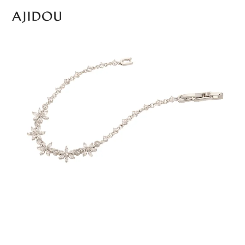 AJIDOU Cubic Zirconia+Copper Alloy Bracelets Women's Silver-3