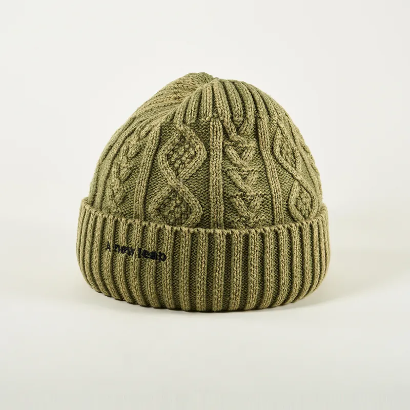 AJIDOU Cotton Beanies Women's Army Green-2