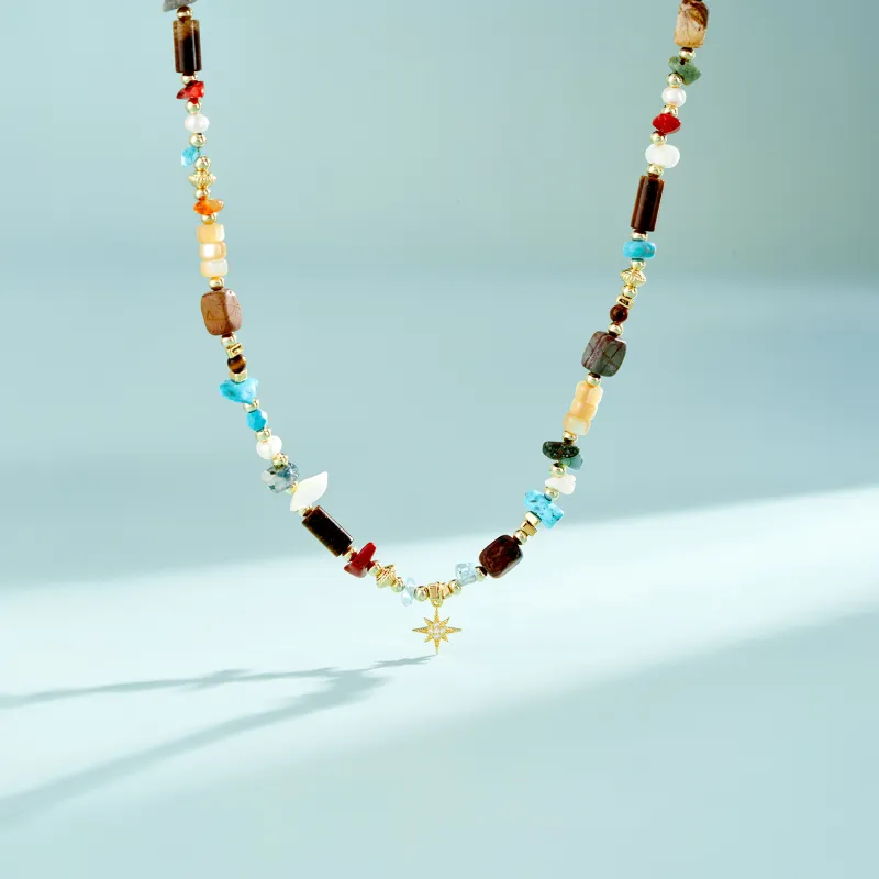 AJIDOU Natural Stone Multicolor Necklaces Women's-4