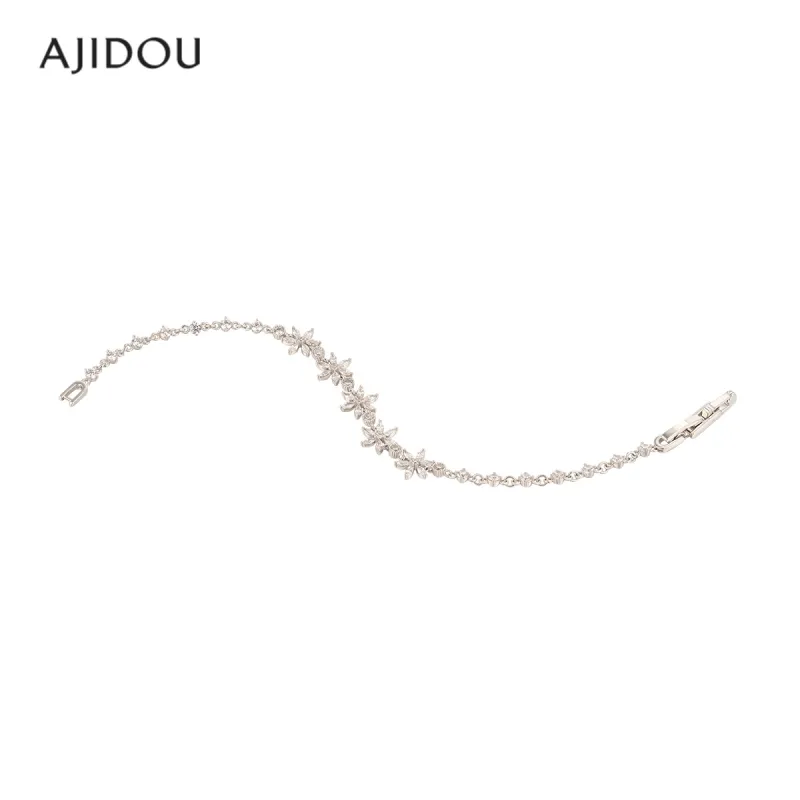 AJIDOU Cubic Zirconia+Copper Alloy Bracelets Women's Silver-2