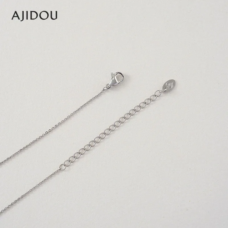 AJIDOU Sterling Silver Inlaid Necklaces Women's White-4