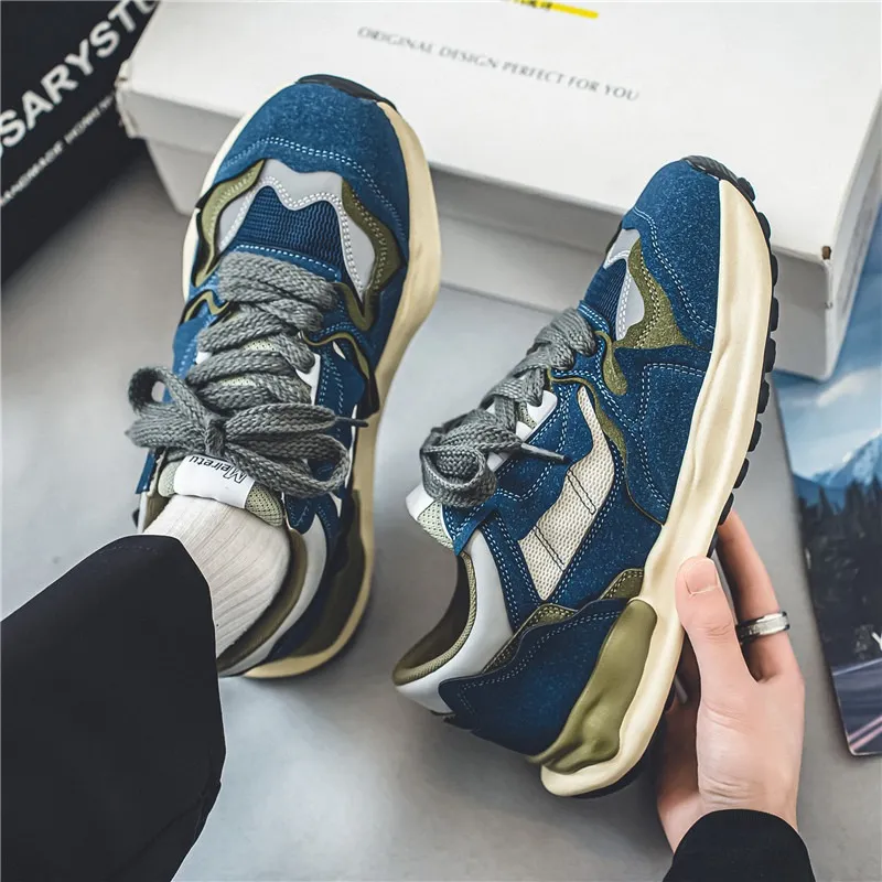 Meiretu Cushioning And Breathable Low Top Casual Shoes Men's Interstellar Blue-1