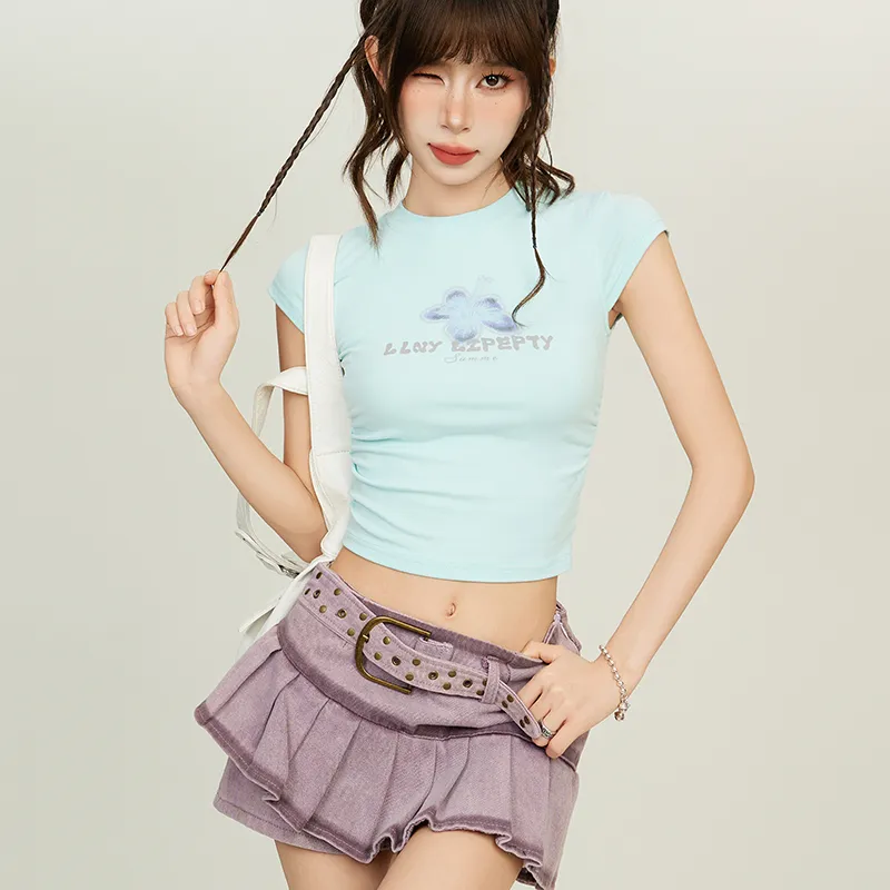 EVPGB Set in Sleeve T Shirt Women's Blue-2