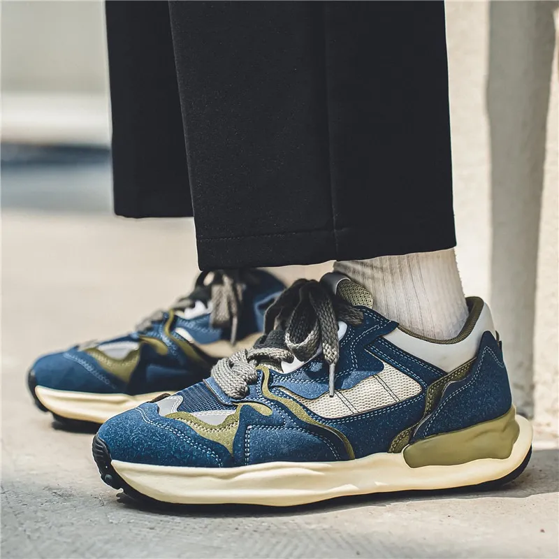 Meiretu Cushioning And Breathable Low Top Casual Shoes Men's Interstellar Blue-2