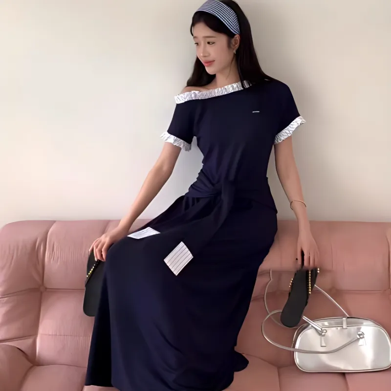 IQC Short Sleeved Dress Women's Navy Blue-3