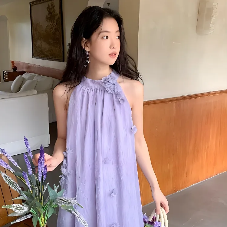 IQC Sleeveless Dresses Women's Purple-4