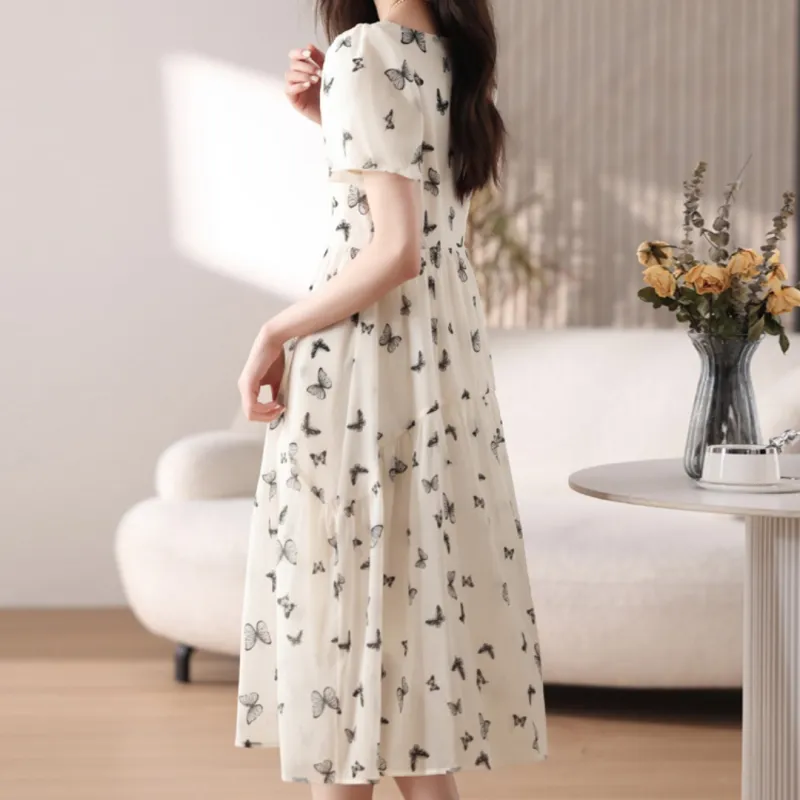 IQC Short Sleeved Dresses Women's Butterfly Print-2
