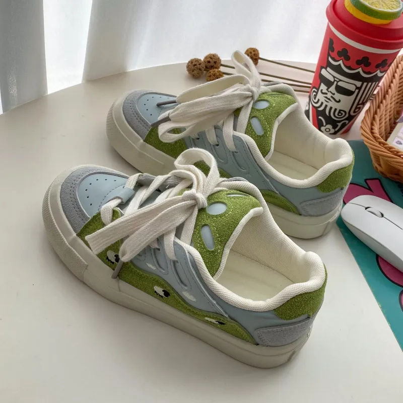Kalinsd 1971 Anti Slip Wear Resistant Low Top Skateboard Shoes Women's Grassland Green-3