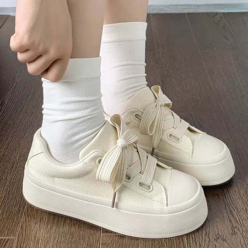 Kalinsd 1971 Anti Slip Wear Resistant Low Top Skateboard Shoes Women's Beige-2