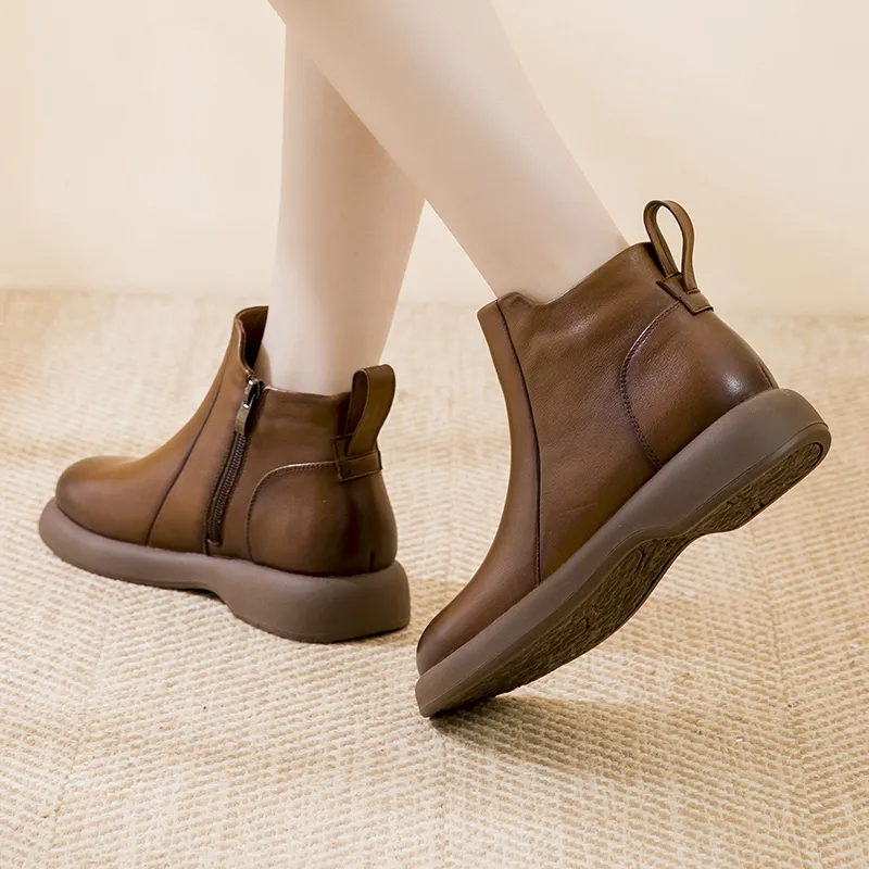 Okahui Ankle Boots Women's Black, Brown, Apricot, Beige-10